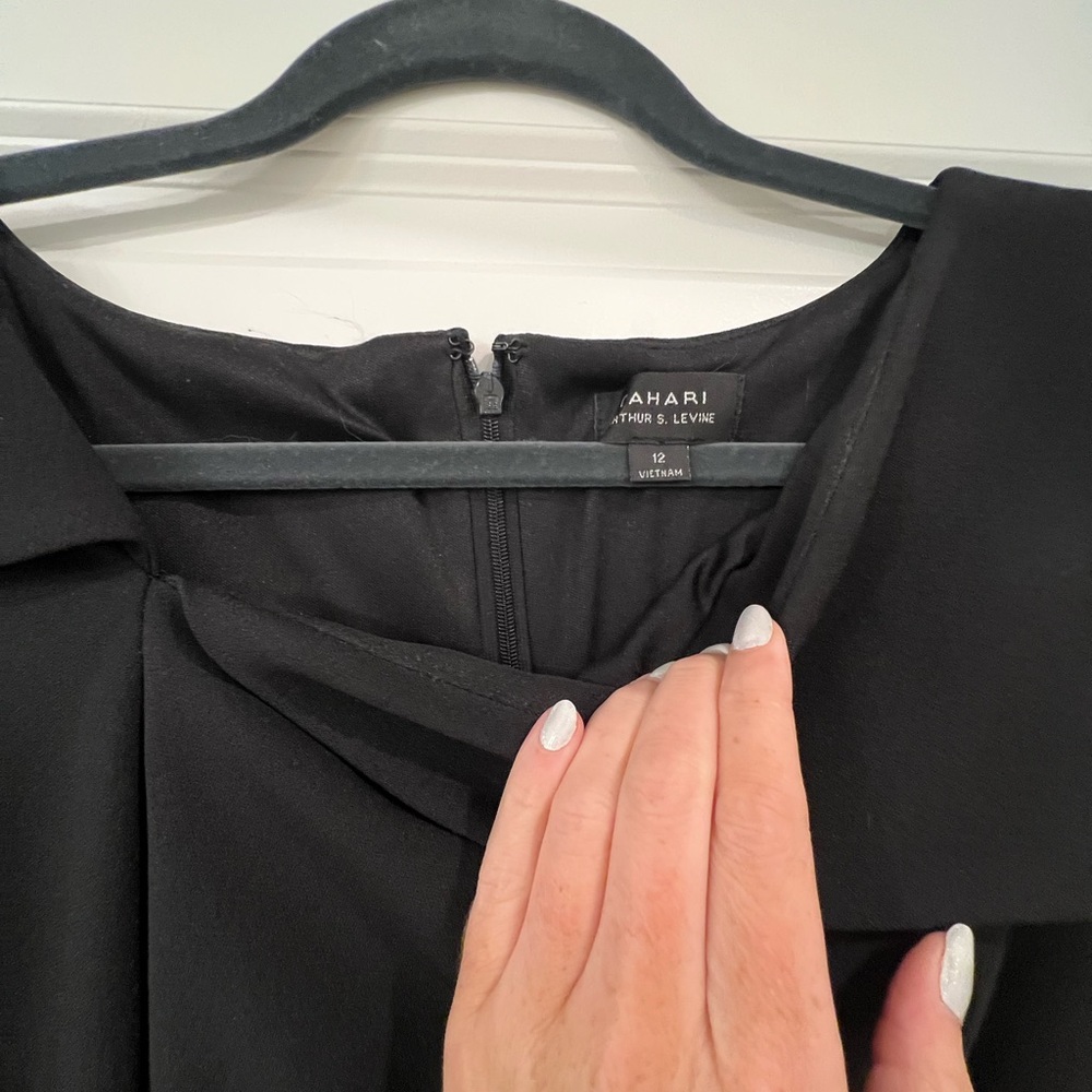 Tahari Black Asymmetrical Sheath Dress - Picture 4 of 5